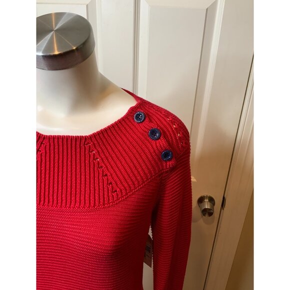 Love Moschino Red Rib Knit Button Neck Cuff Sweater Dress Size 6 | 42 - Picture 2 of 7
